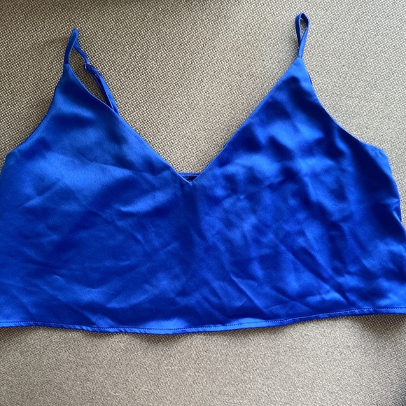 Cobalt Blue Iris Satin cropped Cami - Picture 5 of 6